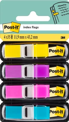 Produktbild von Post-it® Index Haftstreifen Mini 4 Farben 11x43mm 4 Spender 35 Haftstreifen