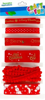 Productafbeelding van Ozdoba BN, decoratieve linten, rood, mix van 6 stuks - Starpak
