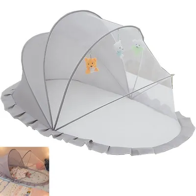Produktbild von Faltbares Baby Moskitonetz mit Baldachin, Tragbares Reise Babybett Netz, Verdunkelung & Drehöffnung, für Kinderbett 125x55x55 cm
