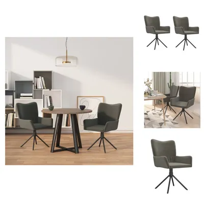 Image de vidaXL Chaise de salle à manger 2 pcs. Pivotant Gris Foncé Velours - Chaises de salle à manger