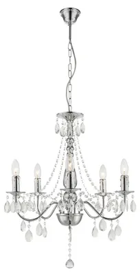 Produktbild von LED Kronleuchter, Lüster, Kristalle, 5-flammig, H 143 cm