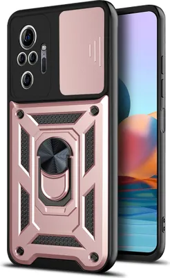 Obrázek produktu pro Redmi Note 10 Pro Pouzdro s Kroužkem, Stojánek, Ochrana Kamery, TPU Nárazník, Silikonové Pouzdro pro Xiaomi Redmi Note 10 Pro/10 Pro Max Růžový
