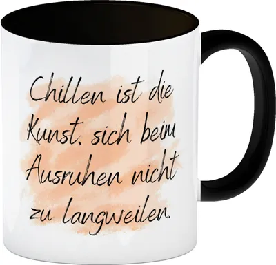 Produktbild von Chillen Kaffeebecher in schwarz mit Spruch