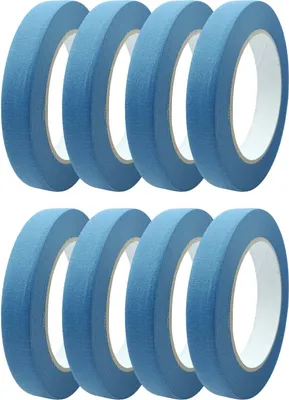 Produktbild von Hochwertiges blaues Feinkreppband für präzises Abkleben – 8 Rollen à 18mm x 50m