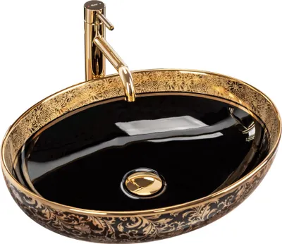 Produktbild von Rea Aufsatzwaschbecken Margot Oval Black Gold