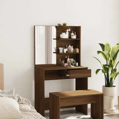 Obrázok produktu pre vidaXL Toaletný stolík so zrkadlom Hnedý dub 74,5x40x141 cm