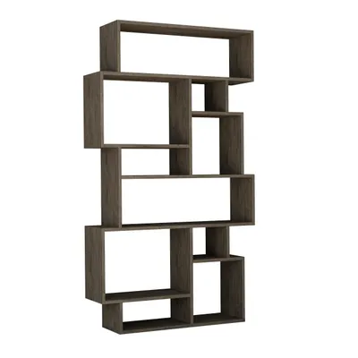 Produktbild von DECORTIE Karmato Modernes Bücherregal Display Unit Dunkel Kaffee Eiche Effekt 96 x 26 x 169 cm