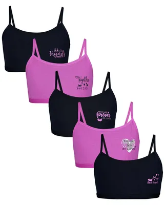 Produktbild von TupTam Mädchen Bustier mit Spaghettiträger 5er Pack, Farbe: Forever Friends Schwarz Rosa, Größe: 164-170