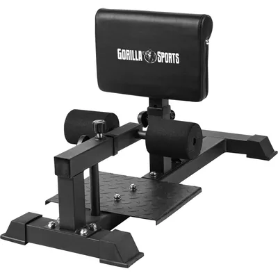 Produktbild von GORILLA SPORTS® Sissy Squat Kniebeugentrainer verstellbar bis 130 kg mit höhenverstellbarem Gesäß- und Wadenpolster und rutschfester Bodenplatte