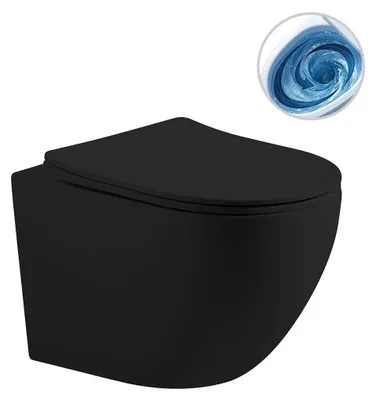 Produktbild von CERANO Cesso Wand-WC Vortex mit Slim WC-Sitz 49 x 36 cm schwarz matt