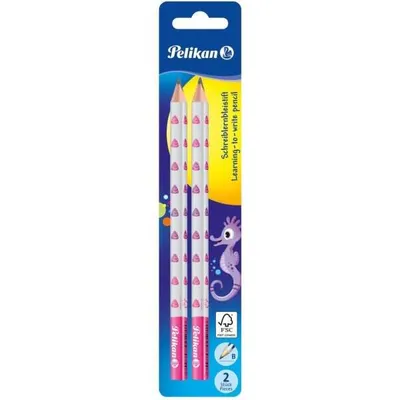 Produktbild von Pelikan Schreiblernbleistift, farbig sortiert, 2 Stück auf Blisterkart, B, Gemischte Farben, Dreieckig, Sichtverpackung, 2 Stück(e)