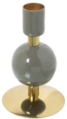Kerzenhalter aus Metall, Grün/Gold, 8x8x12 cm