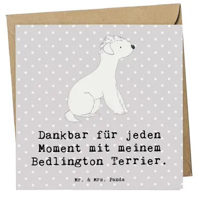 Produktbild von Mr. & Mrs. Panda Glückwunschkarte Bedlington Terrier Moment - Grau Pastell - Geschenk, faltkarte, doppelkarte, Klappkarte, anlasskarte, Grußkarte