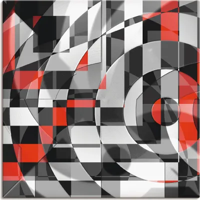 Produktbild von ARTland Leinwandbild Schwarz weiß trifft rot Version 1 Größe: 70x70 cm
