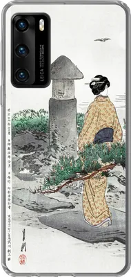 Produktbild von MuchoWow® Handyhülle Schutzhülle Hülle für Telefoonhoesje Huawei P40 Vintage - Frauen - Japan - Kimono - Skandinavisch Silikon Softcase Handy Hülle - Handytasche