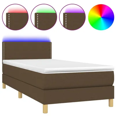 Obrázok produktu pre vidaXL Boxspring posteľ s matracom a LED diódou Tmavo hnedá 100x200 cm Látka