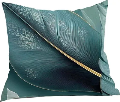 Image de Housse de coussin, housse de coussin en satin de coton 40 x 40 12416 Feuilles turquoise