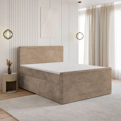 Produktbild von Masseno Boxspringbett NOLEN 180x200 cm Komplett-Set mit Bonell Matratze und Topper, Polsterbett mit Bettkästen -Beige, TILIA 17