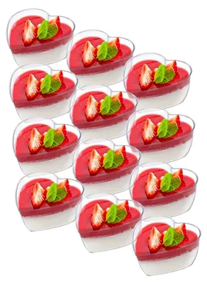 Produktbild von Dessertbecher Set aus 12 herzförmigen Schalen für Snacks und Vorspeisen 120 ml