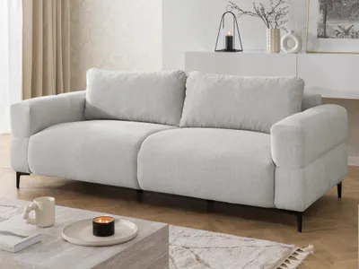 Produktbild von Cardea - Modernes 3-Sitzer-Sofa in Bubble-Optik aus weichem Hellgrau Strukturstoff mit hohem Sitzkomfort