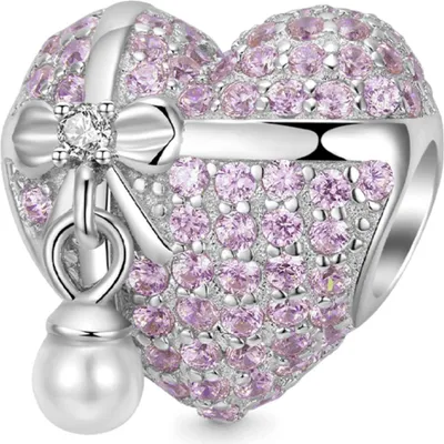 Produktbild von Gnoce Charm Herz-Geschenk rosa FDC068 Silber