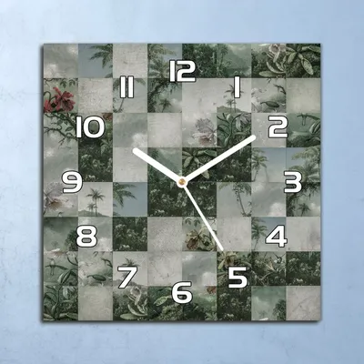 Produktbild von Deko Glasuhr Wanduhr 30x30 Tropische Kunst Quarz Küchenuhr Bürouhr