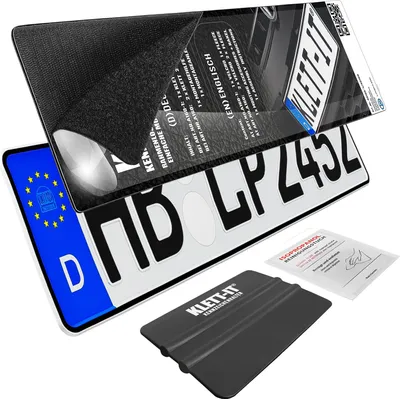 A set of frameless license plate holders with accessories.