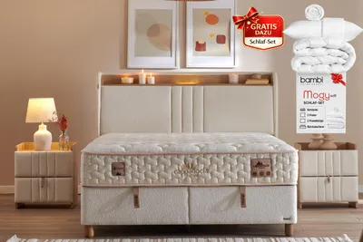Produktbild von Bambi Boxspringbett 180x200 cm, Komplett-Set, Bett mit Bettkasten, Matratze Stauraum, Schlafzimmerbett, Pointhome Cappadocia Bett mit LED - USB/Type-C