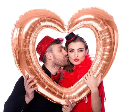 Immagine prodotto di Cornice in foil a forma di cuore in palloncino oro rosa 80x75cm