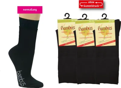 Produktbild von Bambus Viskose Socken Frottee - Polstersohle o. Gummi Komfortbund schwarz 39-42