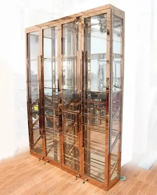 Produktbild von Eleganter Weinschrank aus Edelstahl in Gold mit Dual-Zone-Kühlung