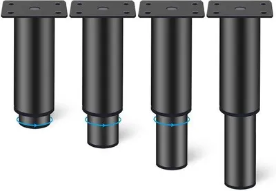 Imagen del producto de Ibenzoa®: Juego de 4 patas ajustables para muebles, hierro , altura de 120 a 200 mm (rango de ajuste de 0 a 80 mm), capacidad de carga de 400 kg (juego)