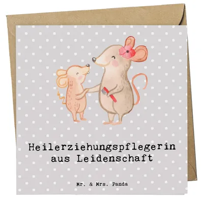 Produktbild von Mr. & Mrs. Panda Grußkarte Heilerziehungspflegerin Leidenschaft - Grau Pastell - Geschenk, Spruch, Witzig, Lustig, faltkarte, Glückwunschkarte, Ausbildung, anlasskarte