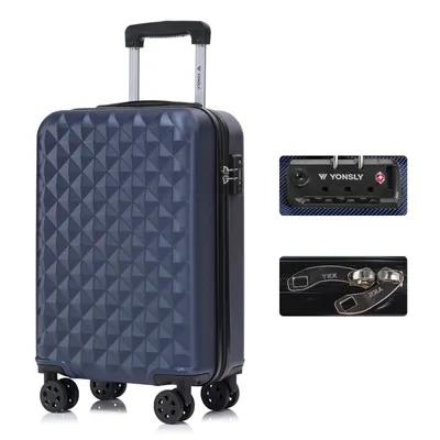 Produktbild von yonsly Premium Reisekoffer TSA-Schloss,YKK-Reißverschluss Hartschalen-Koffer Trolley Kabinenkoffer Rollkoffer Suitcase Handgepäck (Dunkelblau, M)
