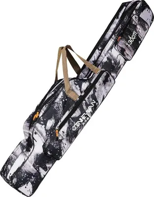 Produktbild von Unyqoos® Hengeltasche 130 cm – doppellagiges Rutenfutteral, 1200D Oxford, wasserdicht, großes Fassungsvermögen mit 2 Taschen, Schultergurt, faltbar, Grau (130x14 cm)