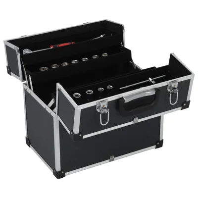 Produktbild von vidaXL Werkzeugkoffer 38x22,5x34 cm Schwarz Aluminum