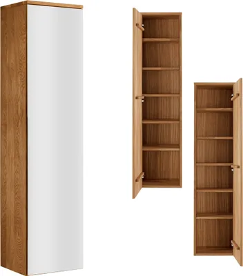 Produktbild von Garderobenschrank Eiche massiv geölt SALACH-64 mit Spiegel, B/H/T: ca. 40/165/35 cm