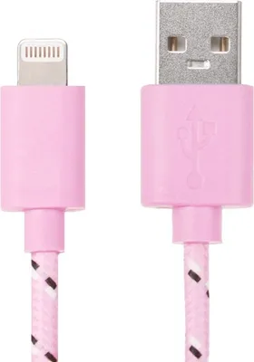 Produktbild von 2m Nylon Netting USB Datentransfer-Ladekabel für iPhone, iPad (Pink)
