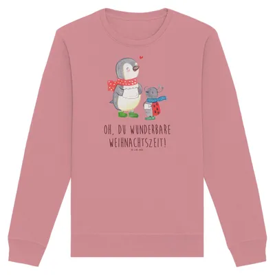 Produktbild von Mr. & Mrs. Panda Baumwoll Pullover Smörle Winterzeit Größe S - Canyon Pink - Geschenk, Bio-Pullover, Weihnachtsgruß, Weihnachtszeit, Sweatshirt, Weihnachten, Grüße, Pulli