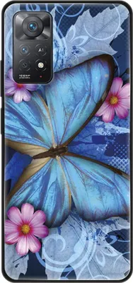 Produktbild von König Design Hülle kompatibel mit Xiaomi Redmi Note 11E Pro Kunststoff Soft Handyhülle - Handy Case Schmetterling Blau