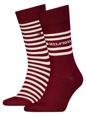 Image de Tommy Hilfiger - Chaussettes pour homme, coton (lot de 2) NA1113 (44,5 EU - 47 EU) (bordeaux)