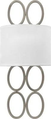 Produktbild von Wandleuchte Metall Glas E14 51,5 cm hoch Nickel gebürstet Weiß 2-flammig Modern Wandlampe