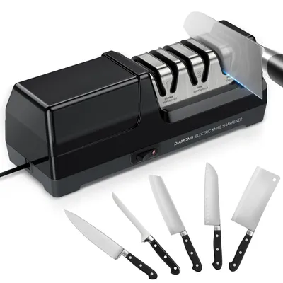 Elektrischer Messerschärfer 3-Stufen, 20° Winkel, Schwarz