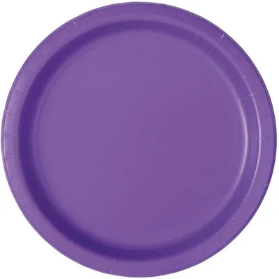 Produktbild von 8 runde lila Pappteller, ca. 17,78 cm Durchmesser