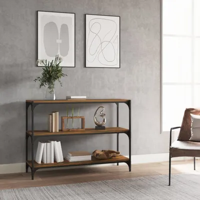 Produktbild von vidaXL Bücherregal Räuchereiche 100x33x70,5 cm Holzwerkstoff und Stahl - Bücherregal - Bücherregale - Büchergestell - Bücherschrank