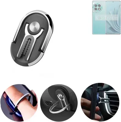 Produktbild von K-S-Trade 3in1 Smartphone-Ring Handy-Ring kompatibel mit OnePlus Ace 2 Pro Fingerhalterung  Handyring Tischständer Lüftungsgitter-Halterung Tisch