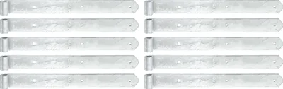 Image de Charnière de magasin Alberts 845131, droite, extrémités arrondies, galvanisée à chaud, rouleau Ø 13 mm, dimensions 400 x 40 mm, lot de 10
