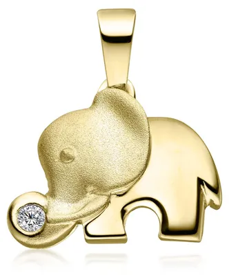 Produktbild von MATERIA by Matthias Wagner Kettenanhänger Elefant Gold 925 Silber vergoldet mit Zirkonia KA-99-Gold