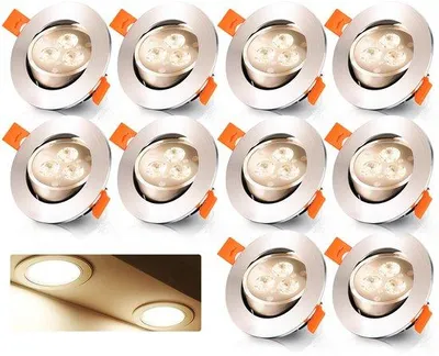 Obrázok produktu pre LED zapustené bodové svietidlá 3 W, otočné, teplá biela, 10 ks, LED žiarovky bez halogénu do kúpeľne a kancelárie