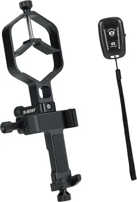 Produktbild von Svbony SV214Pro Universal Telefon Adapter, 3-Achse Handy Teleskop Adapter für Teleskop, Vollmetall Zubehör Kompatibel mit Spektive (44-64mm)